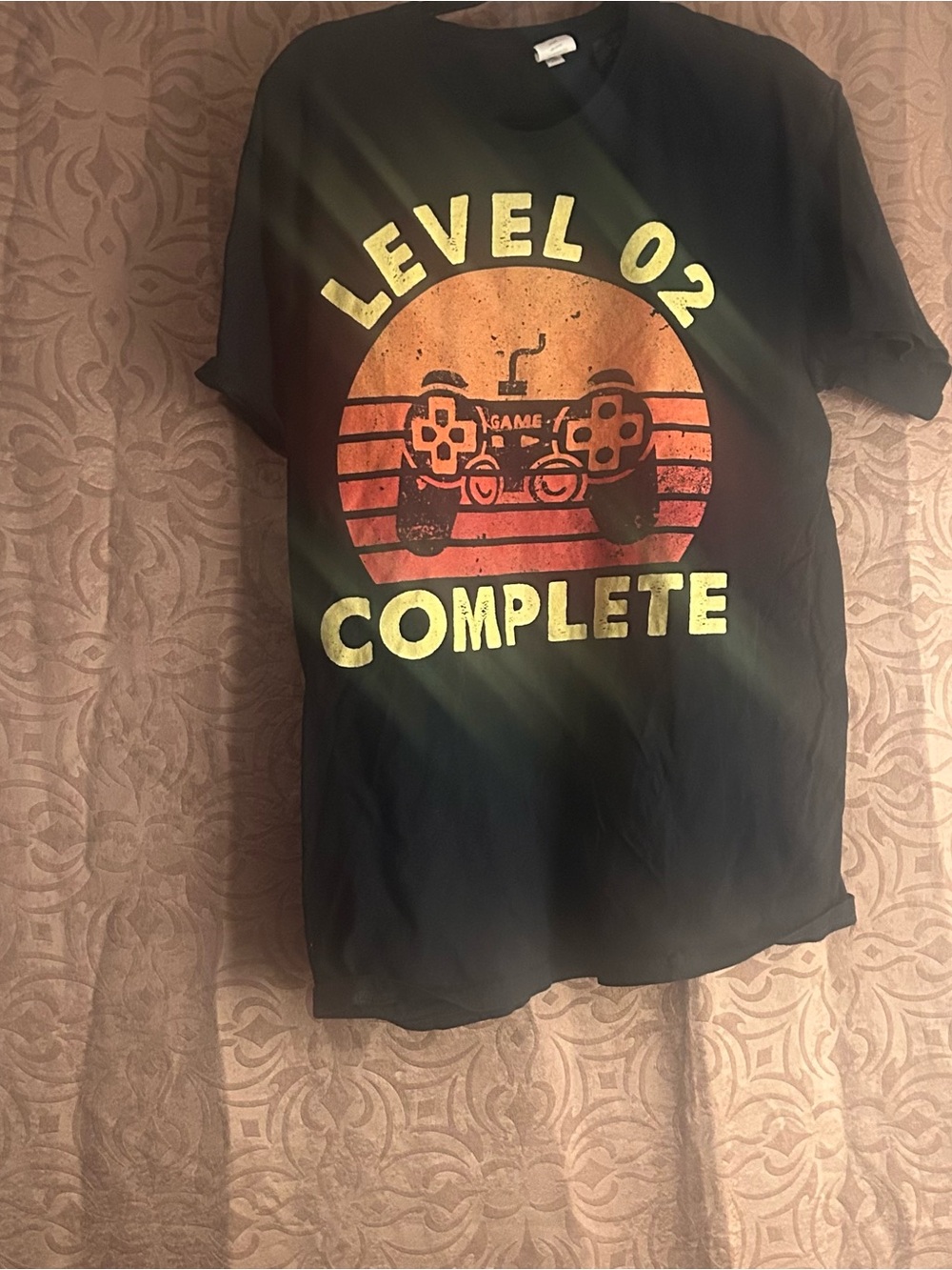 Gaming T-Shirt Level 02 Complete - Black with Orange/Yellow Graphics